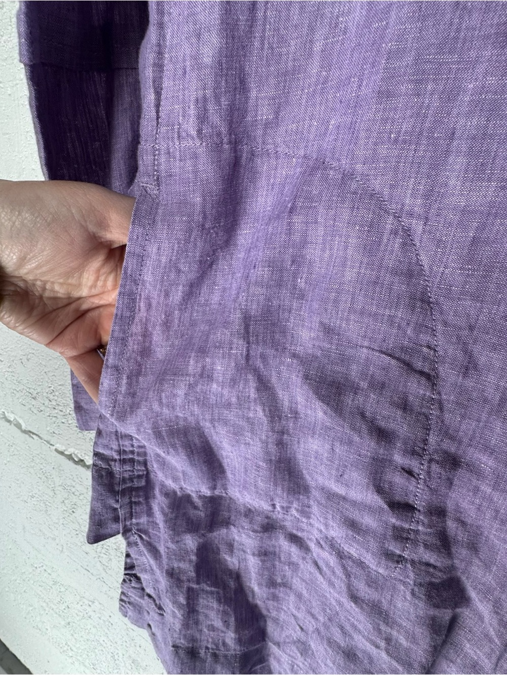 Poetry Linen Women’s Purple Lilac long line Button Up Long Sleeve Shirt Size 10 - Picture 3 of 11
